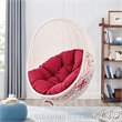 Pemberly Row Modern Metal Outdoor Swing Chair with Stand in White/Red