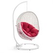 Pemberly Row Modern Metal Outdoor Swing Chair with Stand in White/Red