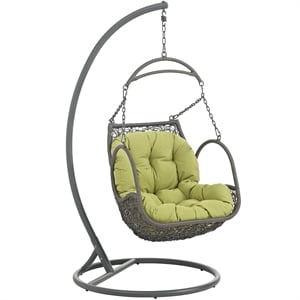 Pemberly Row Modern Metal Outdoor Swing Chair in Gray/Peridot