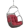 Pemberly Row Modern Metal Outdoor Swing Chair with Rattan in Gray/Red