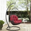 Pemberly Row Modern Metal Outdoor Swing Chair with Rattan in Gray/Red
