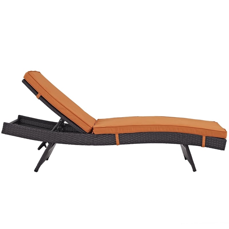 Pemberly Row Modern Rattan/Aluminum Patio Chaise in Orange (Set of 2)