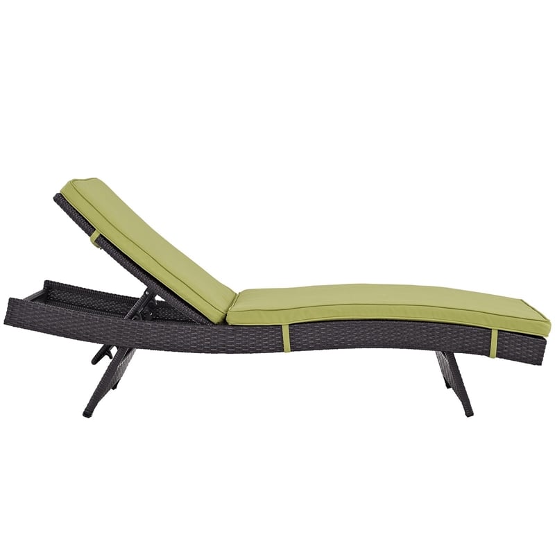 Pemberly Row Modern Rattan/Aluminum Patio Chaise in Green (Set of 2)