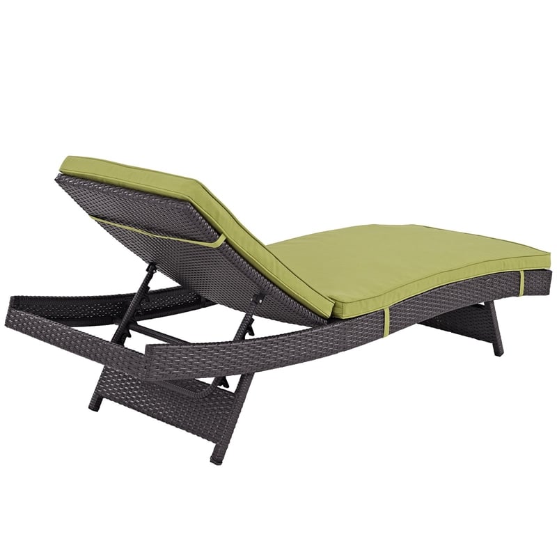 Pemberly Row Modern Rattan/Aluminum Patio Chaise in Green (Set of 2)
