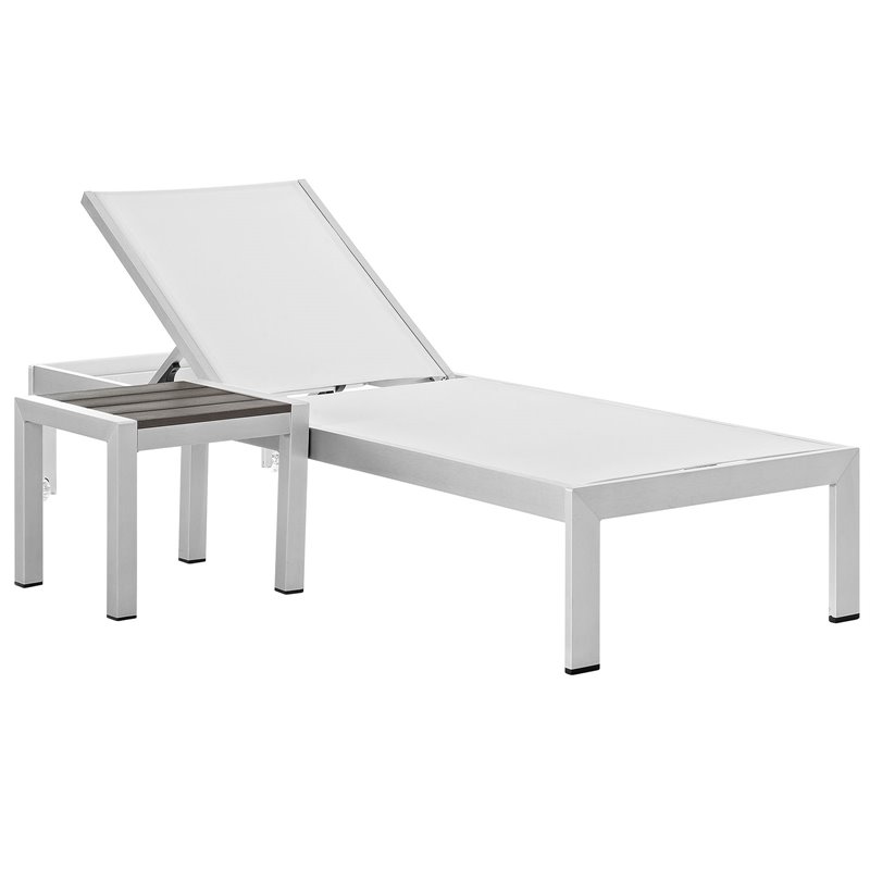 Pemberly Row 2-Piece Modern Aluminum Outdoor Set in White/Silver