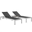 Pemberly Row 3-Piece Modern Aluminum Outdoor Set in Black/Silver