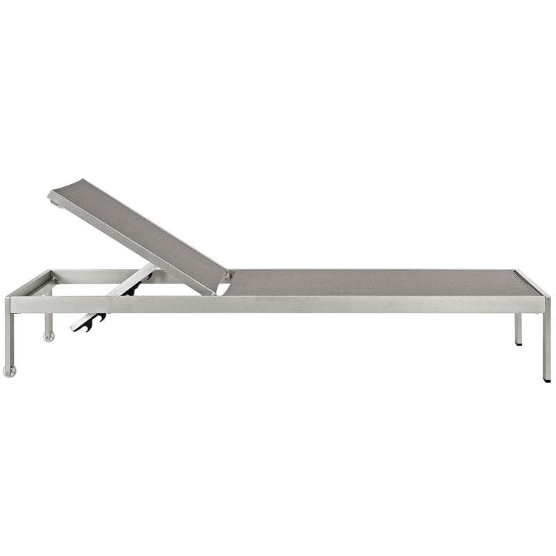 Pemberly Row Modern Aluminum Patio Chaise in Gray/Silver (Set of 6)