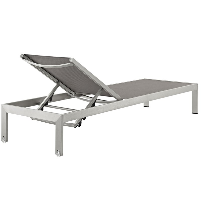 Pemberly Row Modern Aluminum Patio Chaise in Gray/Silver (Set of 6)