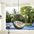 Pemberly Row Modern Metal Outdoor Swing Chair without Stand in Gray/Beige