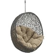 Pemberly Row Modern Metal Outdoor Swing Chair without Stand in Gray/Mocha