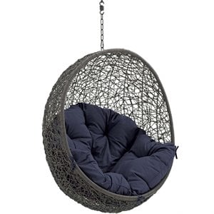 pemberly row  outdoor patio swing chair without stand in gray navy