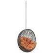 Pemberly Row Modern Metal Outdoor Swing Chair without Stand in Gray/Orange