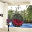 Pemberly Row Modern Metal Outdoor Swing Chair without Stand in Gray/Red