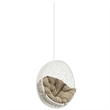 Pemberly Row Modern Metal Outdoor Swing Chair without Stand in White/Mocha