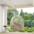 Pemberly Row Modern Metal Outdoor Swing Chair without Stand in White/Mocha