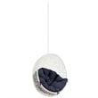 Pemberly Row Modern Metal Outdoor Swing Chair without Stand in White/Navy