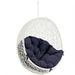 Pemberly Row Modern Metal Outdoor Swing Chair without Stand in White/Navy