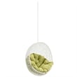 Pemberly Row Modern Metal Outdoor Swing Chair without Stand in White/Peridot