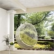 Pemberly Row Modern Metal Outdoor Swing Chair without Stand in White/Peridot