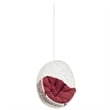 Pemberly Row Modern Metal Outdoor Swing Chair without Stand in White/Red
