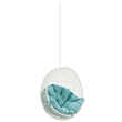 Pemberly Row Modern Metal Outdoor Swing Chair without Stand in White/Turquoise