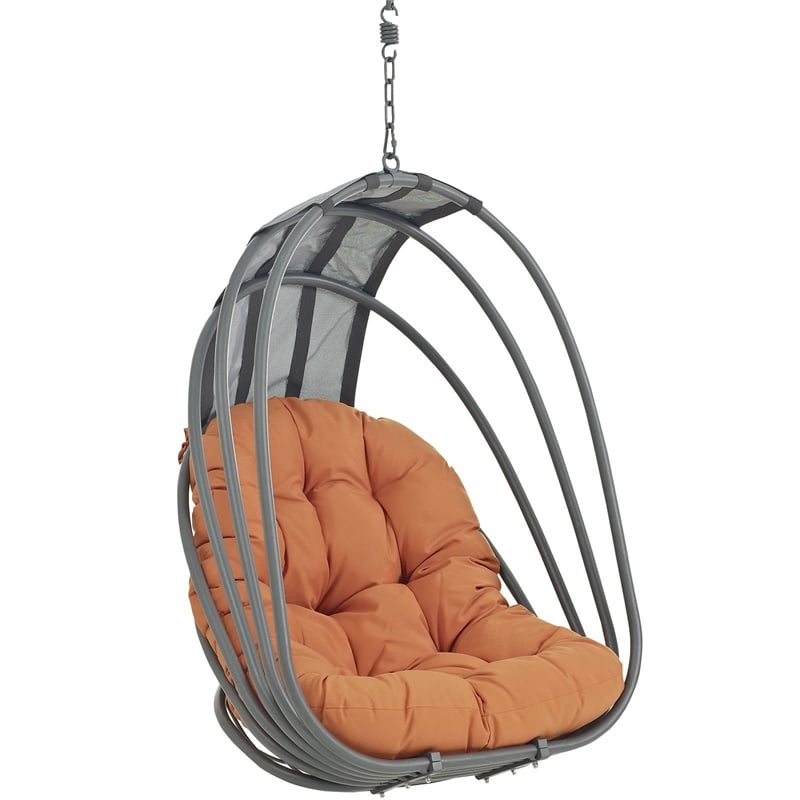 Pemberly Row Modern Aluminum Outdoor Swing Chair without Stand in Gray/Orange