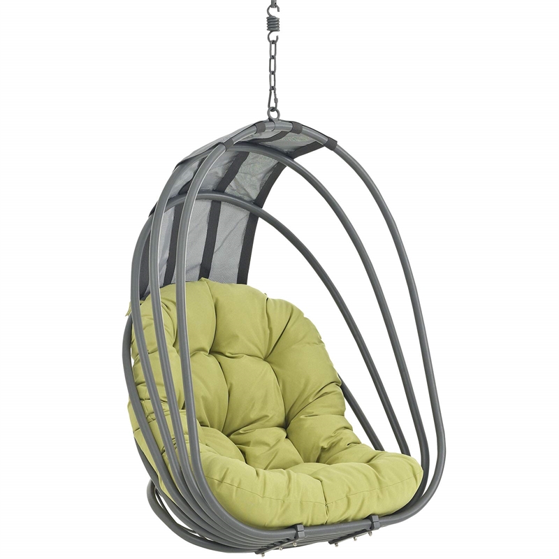 Pemberly Row Modern Aluminum Outdoor Swing Chair without Stand in Gray/Peridot
