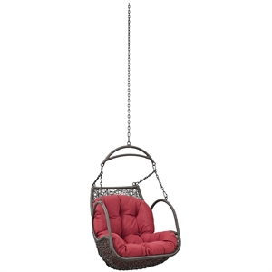 Pemberly Row Modern Metal Outdoor Swing Chair without Stand in Red