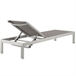 Pemberly Row Modern Aluminum Patio Chaise Lounge Set in Silver/Gray (Set of 2)