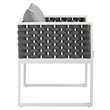 Pemberly Row  Patio Dining Arm Chair in White and Gray