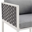 Pemberly Row  Patio Dining Arm Chair in White and Gray