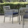 Pemberly Row  Patio Dining Arm Chair in Gray and Navy