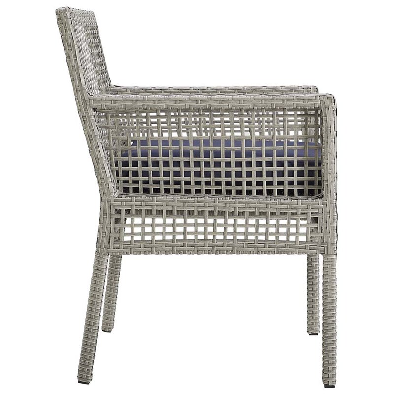 Pemberly Row  Patio Dining Arm Chair in Gray and Navy