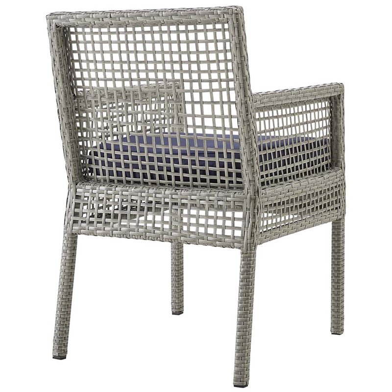 Pemberly Row  Patio Dining Arm Chair in Gray and Navy