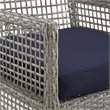 Pemberly Row  Patio Dining Arm Chair in Gray and Navy