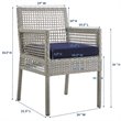 Pemberly Row  Patio Dining Arm Chair in Gray and Navy