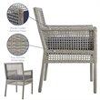 Pemberly Row  Patio Dining Arm Chair in Gray and Navy