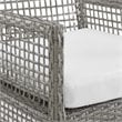 Pemberly Row  Patio Dining Arm Chair in Gray and White