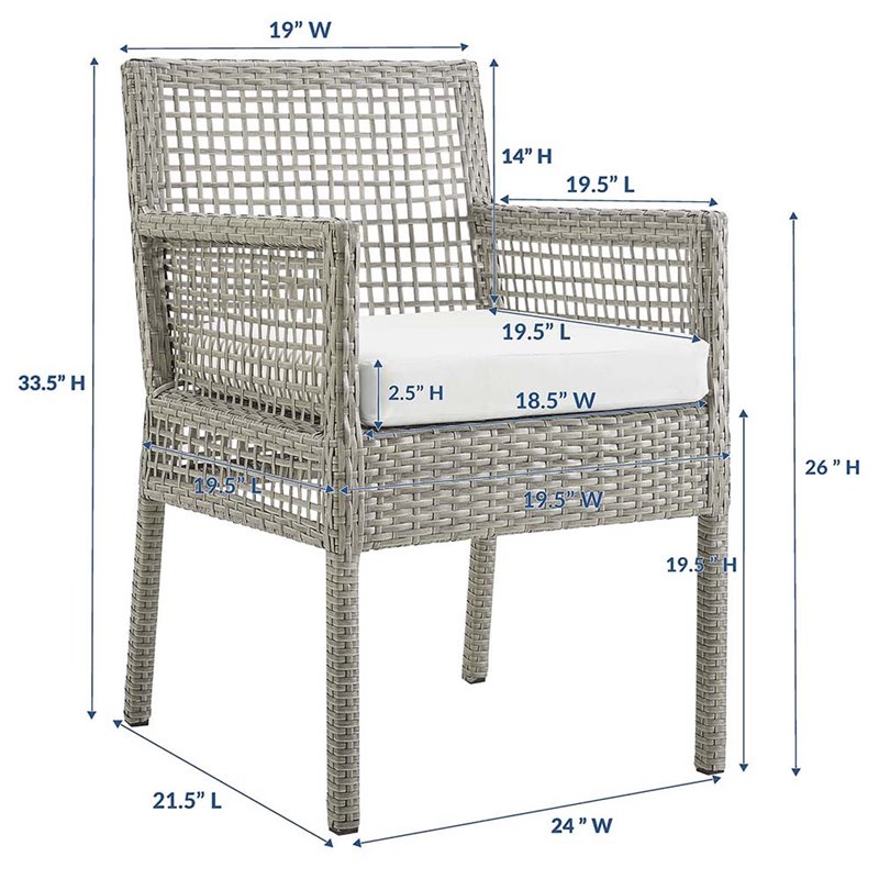 Pemberly Row  Patio Dining Arm Chair in Gray and White