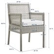 Pemberly Row  Patio Dining Arm Chair in Gray and White