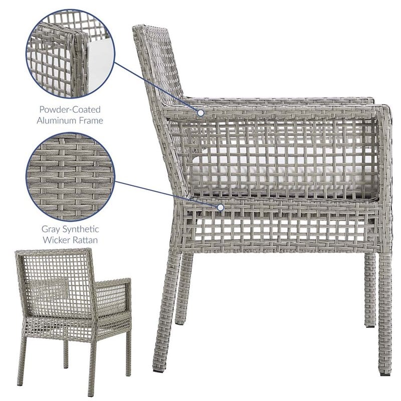 Pemberly Row  Patio Dining Arm Chair in Gray and White