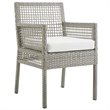 Pemberly Row  Patio Dining Arm Chair in Gray and White
