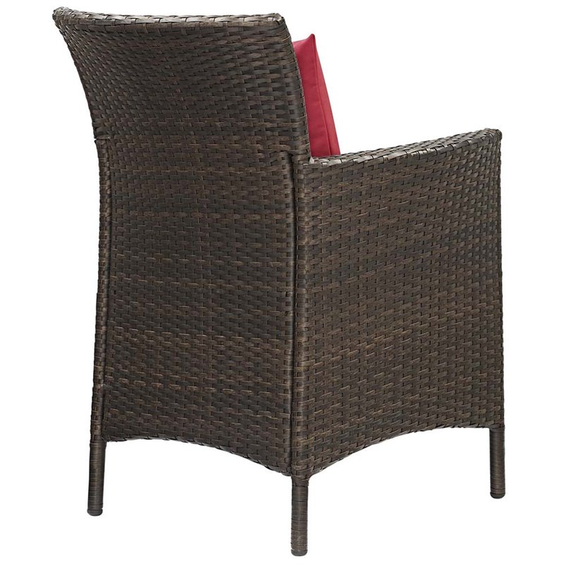 Pemberly Row  Patio Dining Arm Chair in Brown and Red