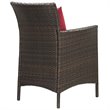 Pemberly Row  Patio Dining Arm Chair in Brown and Red