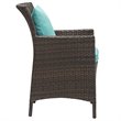 Pemberly Row  Patio Dining Arm Chair in Brown and Turquoise