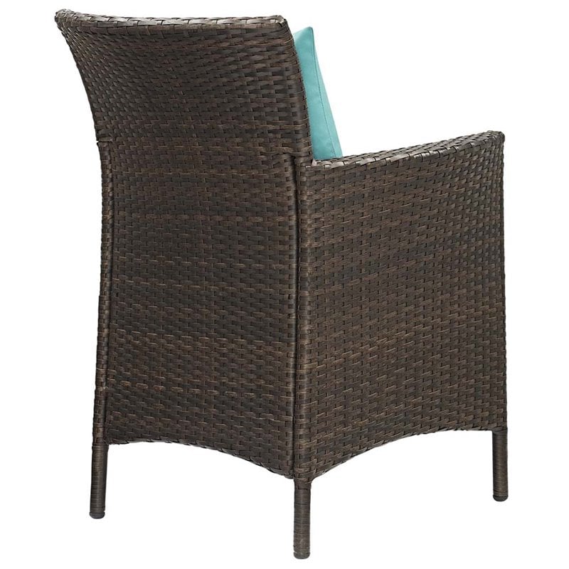 Pemberly Row  Patio Dining Arm Chair in Brown and Turquoise