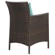 Pemberly Row  Patio Dining Arm Chair in Brown and Turquoise