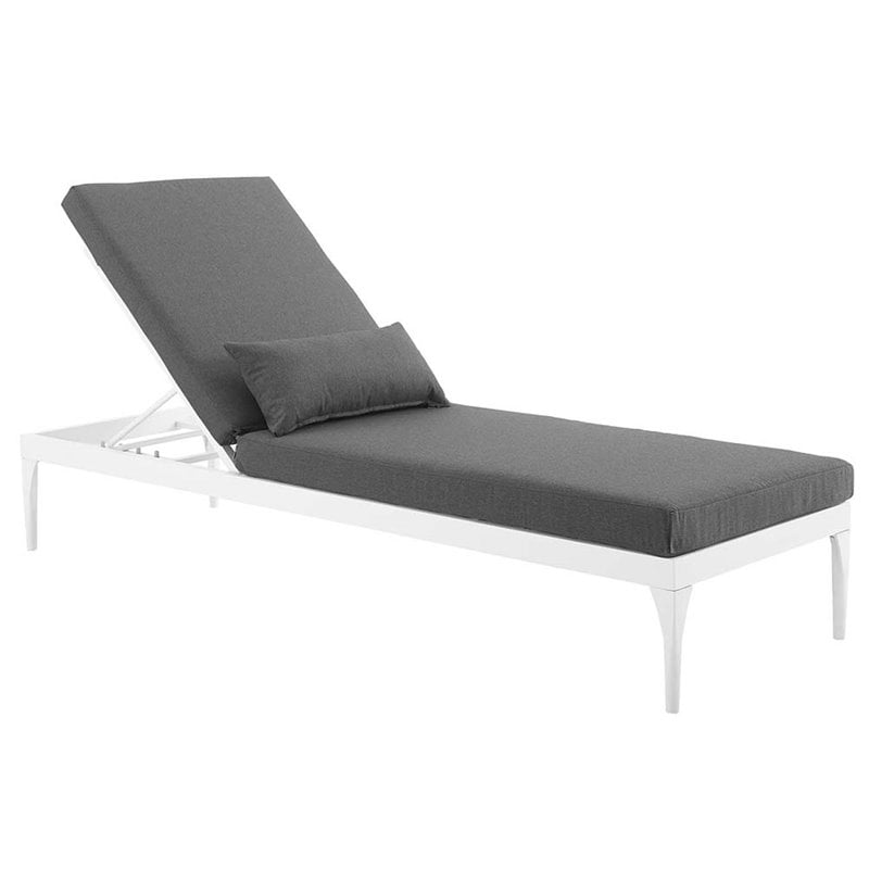 Pemberly Row  Patio Chaise Lounge in White and Charcoal