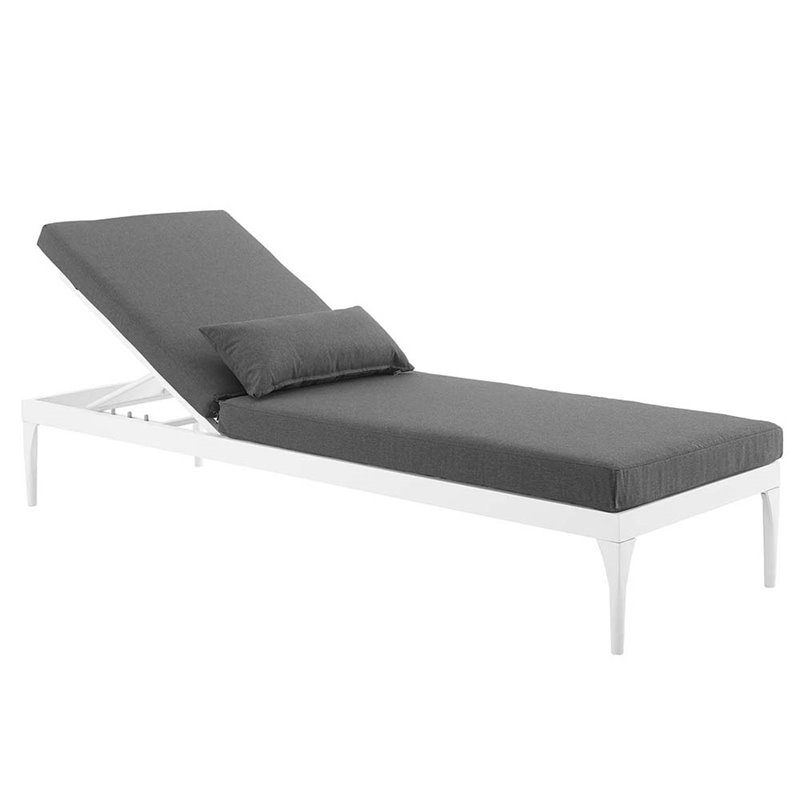Pemberly Row  Patio Chaise Lounge in White and Charcoal