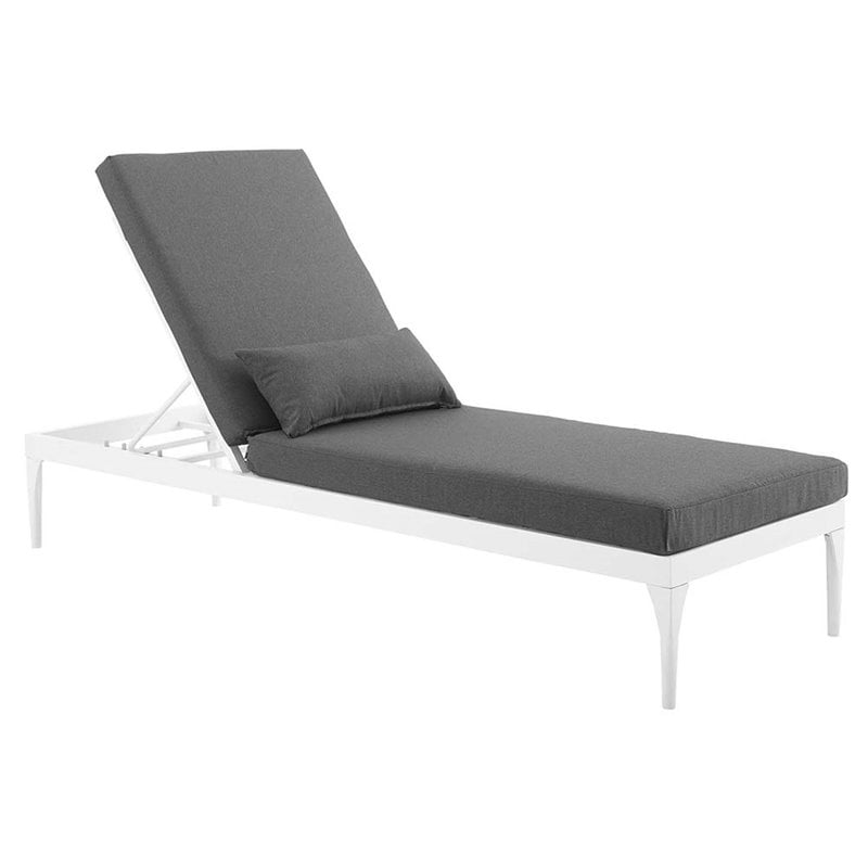 Pemberly Row  Patio Chaise Lounge in White and Charcoal
